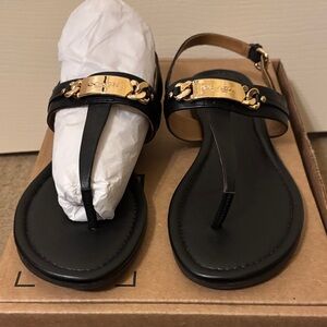 NWT Coach Catherine  Black and Gold semi matte Women's Sandals